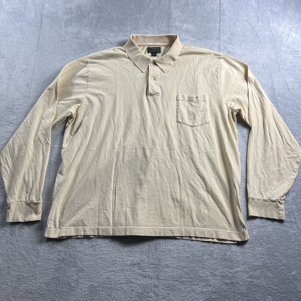 Filson LS Polo yellow Large Small hole on tag has been sewn. Wear on pocket